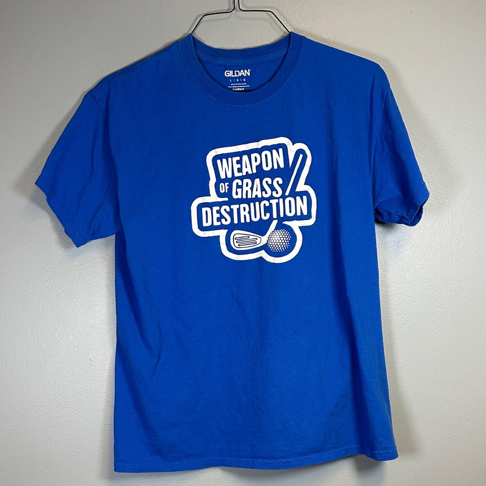 Gildan Blue 'Weapon of Grass Destruction' Tee Mens Large